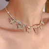 Ketten Luxus Kristall Schmetterling Anhänger Frauen Colliers Persönlichkeit Choker Halsketten Für Damen Punk Kragen Schmuck E019