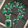 Pendant Necklaces RUZZALLATI Luxury Retro Colombian Emerald Pendant Necklace High Carbon Lab Diamond Long Sweater Necklaces Chokers Party Jewelry HKD230712