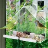 Autres fournitures pour oiseaux support de fenêtre de mangeoire en acrylique transparent avec plateau de graines à ventouse forte extérieur pour Finch Bluebird