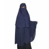 イスラム教徒のファッション祈りジルバブ女性 Musulman シフォン生地 3 層 Niqab 統合ヒジャーブベールイスラムロング Niqab Abaya275x