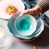 Bowls Nordic Ceramic And Plates Gradient Golden Trims Daily Tableware Household Dishes Set Exquisite Dinner CE / EU