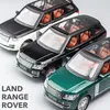 Diecast modellbil 1 24 Rover Range Rover Suv Bilmodell Simulering Ljud och Ljus Dra tillbaka Legering Bil Collection Ornament Pojke Leksak Bilpresenter 230711
