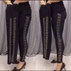 Leggings femininas verão primavera lantejoulas ouro preto para mulheres calças cintura alta calças skinny