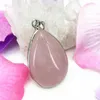 Pendant Necklaces 24 36mm Natural Pink Crystal Stone Jades Charms Waterdrop For Women Flatback High Grade Party Gifts Diy Jewelry B3077