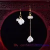 Dangle Earrings White Jade Designer Chinese Women Vintage Chalcedony Drop 925 Silver Real Natural Fashion Stone Gift Jewelry Amulet