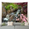 Wandteppiche, anpassbar, Gartenlandschaft, Wandteppich, Blumenpflanze, Karpfen, Wasserfall, Wandbehang, Wohnzimmer, Innenhof, Picknickdecke, R230710