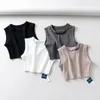 Women's Tanks Top Tank Women Sexy Sleeveless Sports Vest Stretch Tight Waistless Fitness Female T-shirt Wild Short Cycling