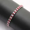 2,5 * 5 Baguette Färgglada Cubic Zirconia Tennisarmband Nytt rektangulärt horisontellt färgintervall Zircon Damkedja Armband Armband För Kvinnor Smycken Partihandel