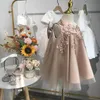 Robes de fille Espagnol Vintage Lolita Princesse Robe Arc Paillettes Sans Manches Conception Infant Anniversaire Baptême Pâques Eid Fête Filles Robes A2543 230712