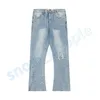 Herrdesigners blossade jeans Hip Hop Spliced ​​Bloge Jeans Ejressed Ripped Slim Fit Denim Trousers Mans Streetwear Washed Pants Size S-XL