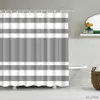 Shower Curtains Geometric Shower Curtain Stripes Black White Grey Bathroom Curtains Modern Minimalist Men's Curtains Polyester Machine Washable