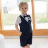 Pakken Kinderen Lente Zomer Brits Gestreept Vest Set Jongens Hosting Prestaties Bruiloft Verjaardag Jurk Kindervest Shorts Bowtie 230711