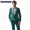 メンズスーツ Gwenhwyfar 高品質メンズスーツ スリムフィット 2 PC ビジネス フォーマル ダブルブレスト ジャケット セット 結婚式 2023 (ブレザー パンツ)