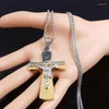 Hänge Halsband Mode Big Jesus Cross Halsband Kedjor För Män Rostfritt Stål Personlighet Katolska Religiösa Smycken NXH6010