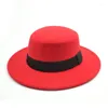 Berets Schwarz Rot Fedora Hüte Für Frauen Nachahmung Wolle Fedoras Panama Filz Hut Winter Männer Jazz Trilby Chapeau Femme Caps