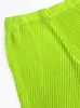 Pantalon femme Miyake plissé droit Fluorescent vert femmes Leggings 2023 printemps été mode coréenne vêtements esthétiques