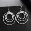 Pendientes de aro Charm 925 Sterling Silver Fashion Three Circle Big para mujer Joyería de alta calidad Regalo de fiesta Pendiente de gota Boda