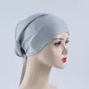 Hijab de banda elástica musulmana para mujer, ropa étnica, gorro pequeño ajustable de Color sólido, sombrero Real envuelto en tubo con auriculares