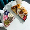 Pratos estilo nórdico caixa de doces giratória triângulo criativo multifuncional armazenamento lanche bandeja de frutas secas com festa