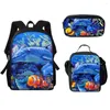 Sac à dos Hip Hop Harajuku monde sous-marin baleine 3 pièces/ensemble impression 3D étudiant Bookbag voyage ordinateur portable sac à dos sacs à déjeuner porte-crayon