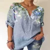 Chemisiers pour femmes Chemises Printemps Eté Vêtements Vintage Chemisier Imprimé Floral Femmes Rétro Lâche Col V Manches 3/4 Dames Chemises Casual Tops Mujer Blusas L230712