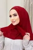 エスニック服すぐに着用できるイスラム教徒の女性のためのインスタントヒジャーブフルカバーヘッドラップスカーフイスラムターバンキャップ Turbante Mujer ヒジャーブサプライヤー