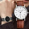 Armbanduhren Mode Herren Analoguhr Minimalist Schwarz Braun Lederband Uhren Ultradünne Business Quarz Armbanduhr Uhr Casual 230712