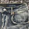 Designer Jeans Paars Heren Slim Fit Biker Ripped Stretch Distressed Vernietigd Straight Leg Moto Denim Broek Trend Merk Gzll I1T4