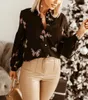 Dames Blouses Shirts Casual Losse Lantaarn Mouw Animal Print Shirt Blouse Dames 2023 Lente Herfst Wit Elegant Office Lady Button Top Femme L230712