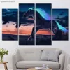 Panels Canvas Frame Wall Art Animals Horse Night Birds Moon Sky Stars Field Blue Glowing Ready to Hang for Living Room L230704
