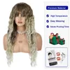 Perruques synthétiques GNIMEGIL perruque longue vague avec frange corps ondulé Ombre cheveux blonds résistant à la chaleur pour les femmes utilisation quotidienne de Cosplay d'halloween