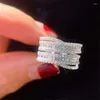 Кластерные кольца США размер 6-10 роскошные украшения 925 Серебряное серебро полное принцесса Cut White Topaz Cz Diamond Cross Ring