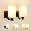 Wall Lamp E27 2 Heads Sconces Light Metal Glass AC110-220V Modern For Indoor Lighting Loft Bedroom Living Room Stairs