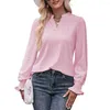 Damen Blusen Damen T-Shirt V-Ausschnitt Rüschen Langarm Pullover Loose Fit Tops Hemd Büro Pendler Kleidung Damen Herbst