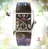 人気のレディースメンズ腕時計高品質自動クォーツ日付スクエアローマンタンクダイヤルステンレススチールケースレザーストラップサファイアガラス腕時計アクセサリーギフト
