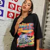 ストリートファッションショッピング用のヨーロッパ系アメリカ人の車のプリントが施されたメンズTシャツとレディースゴシックスタイルTシャツ