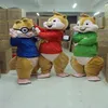 2018 Alta qualità Alvin and the Chipmunks Costume mascotte Chipmunks Cospaly Personaggio dei cartoni animati per adulti Costume da festa di Halloween Carniva228e