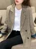 Women's Suits Plaid Blazer Coat Elegant Female Summer Business Casual Loose Jacket Tops Ladies Fashion Korean Overcoat Clothes