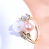 Cluster Ringen Mode Shell Bloem Zoetwater Parel Ring Bruiloft Kristallen Sieraden Voor Vrouwen Meisjes Minimalistische Sierlijke Geschenken