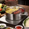 Soup Stock Pots Stainless Steel Pot With Cover Induction Cooker pot Pan Chinese Fondue Home Cookware Cooking For Kitchen 230711