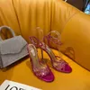 2023 New Season Aquazzura Shoes Tequila Sandals 105 Sparkling Party Italy Clear Pvc Crystals Stiletto Heel Wedding Bride