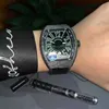 Richardmill Watch Milles Titta på Richar Mile Black Technology Carbon Fiber Large Dial Mens Bucket Type hela automatisk mekanisk cool mode Glow 9bjh