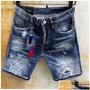 Herrenjeans Dsquared Kurz für Herren Herren Jean Uomo Knie Lässig Designer Luxus Zerrissene Damen Lila Drop Delivery Appare Dhfzk