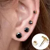 Orecchini a bottone SO 4Piece/set Mini rame nero zircone Piercing Vite sfera gioielli per le donne semplice regalo alla moda per feste all'ingrosso