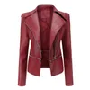 Suits Spring Autumn Motorcycle Faux Leather Jacket Women Casual Leather Coat Female Long Sleeve Turndown Collar Solid Outwear