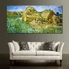 Canvas Wall Art Field со стопками пшеницы 1890 г. Винсент Ван Гог рисовать масляные произведения ручной работы современная студийная декор