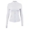 Yoga Outfit Femmes Définir Vestes Manches Longues Fl Zipper Veste Couleur Unie Nude Sports Sha Jogging Sportswear Gym Professionnel Polye Dh18C