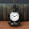 Montres de poche 100pcs / lot Vintage Noir Taille Moyenne Flip Quartz Collier Femmes Hommes Cadeau En Gros