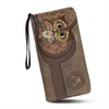Kawaii Cartoon Owl Pattern PU da donna in pelle da polso con frizione Portafoglio per cellulare Multi Card Organizer Portafoglio Portafoglio Portefeuille L230704