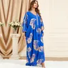 Vêtements Ethniques Abaya Pour Femmes Feuille Dorure Imprimer Manches Chauve-Souris Robe Kimono Col En V Surdimensionné Maroc Caftan Dubaï Robes De Luxe Eid Ramadan